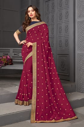 Pink Embroidered Saree