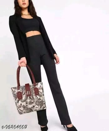 Women's Paisley Printed Handbag with Double Handles and Magnetic Snap Closure