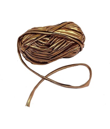 PRANSUNITA Metallic Shining Sparkle T-Shirt Knitting Yarn – 100 GMS - for Hand Knit Clutch Bag Backpack Bulky Blanket Cushion Crochet Glossy Yarn – Color -Brown