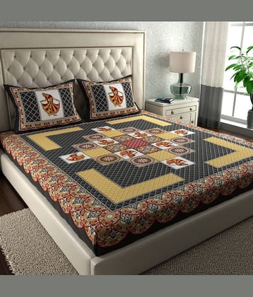 Cosito Cotton 1 Double Bedsheet with 2 Pillow Covers ( Dark Grey )