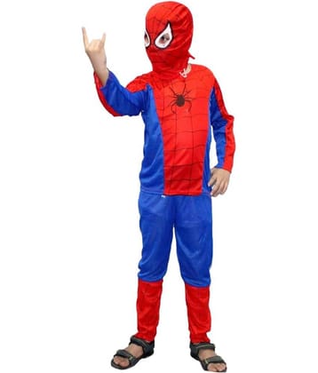 Kaku Fancy Dresses Spider Super Hero Costume -Red & Blue, 7-8 Years, for Boys