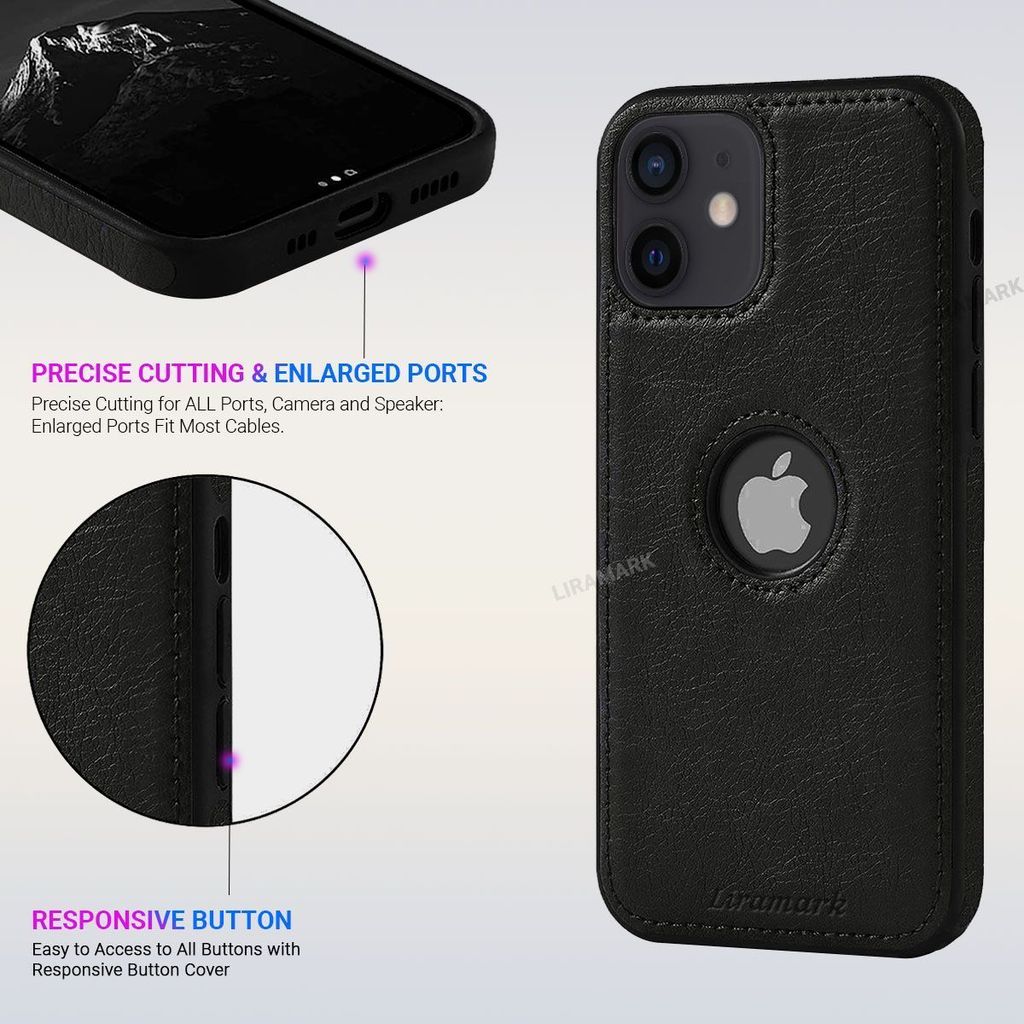 LIRAMARK PU Leather Flexible Back Cover Case Designed for iPhone 12 Mini