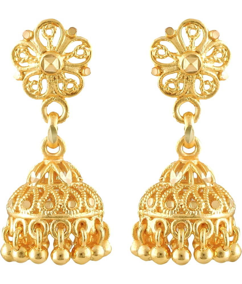 Vighnaharta - Golden Jhumki Earrings ( Pack of 1 )