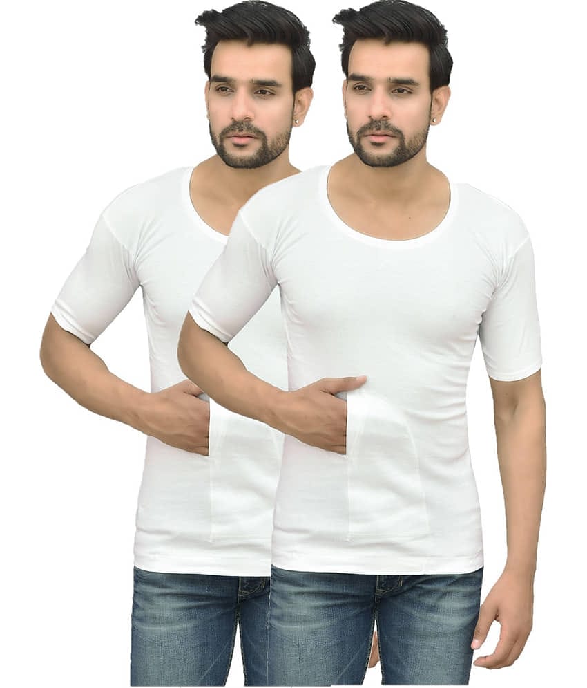 kaseera Pack of 2 Spandex Tank For Men ( White )