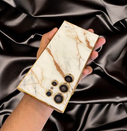 Premium Marble Pattern Gold Electroplated Cover-Samsung Galaxy S24 Plus