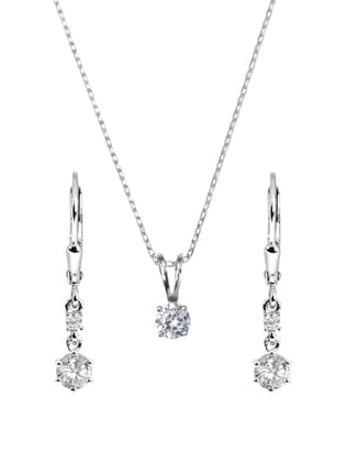Single Solatire Necklace With Long Earrings Jewelelry Set For Women