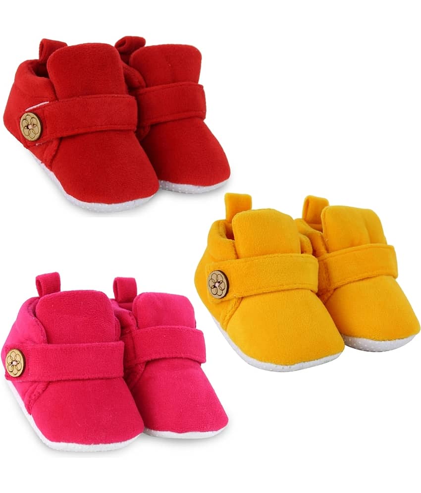 Neska Moda - MultiColor Booties For Baby Boy & Baby Girl 6-12 Months ( Pack of 3 )