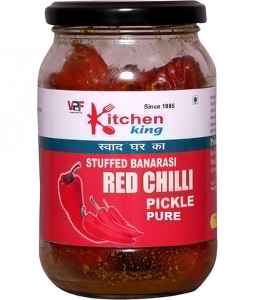 Kitchen King Homemade Organic Herbal Masala Stuffed Banarasi Red Chilli Pickle Lal Mirchi Ka achar Pickle 500 g