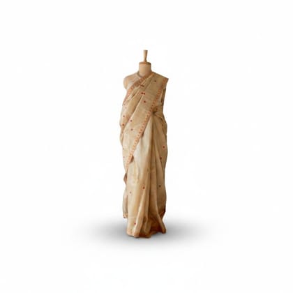 Elegant Beige Embroidered Saree