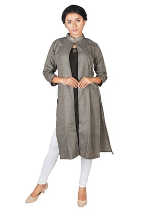 Women's Rayon Shrug Style, Long Kurti, High Neck Printed Kurta