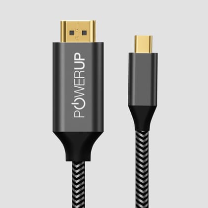 POWERUP Type C to HDMI Hi-Speed 4k Ultra HD Cable 1.5 Mtr / 150 cm - Gunmetal