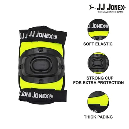 J.J. JONEX Deluxe Kids Rollerblading Protective Gear Set - Helmet, Knee Pads, Elbow Pads, Wrist Guards & Gloves (Black/Green)