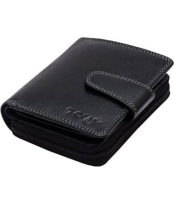 Tough Women Casual Black Genuine Leather Wallet - Regular Size (11 Card Slots)