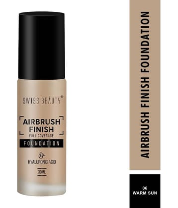 Swiss Beauty Airbrush Finish Full Coverage Foundation - (Warm Sun, 30ml)