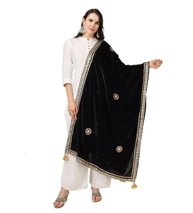 Women's Velvet Gotta Patti Dupatta (Black)-PID46948