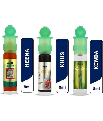 aco perfumes Heena , khus & kewda  Concentrated  Attar Roll On 8ml COMBO SET