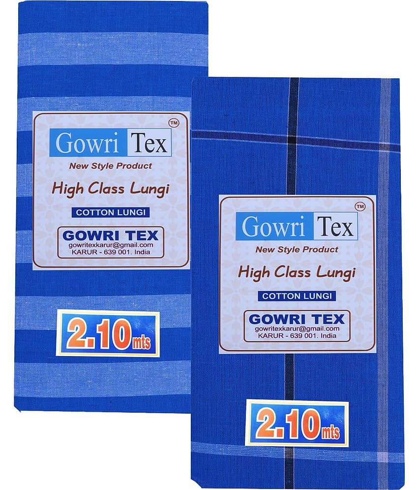 GOWRI TEX Cotton Blend Men's Lungi Multicolor ( Pack of 2 )
