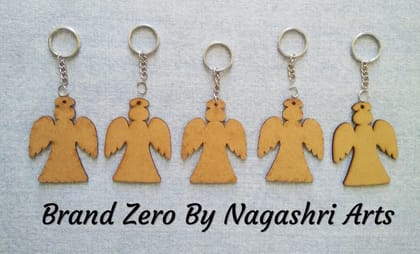 Brand Zero MDF Key Chain Angle Design - Combo Of 5 Pcs - Select Your preferred Size & Thickness