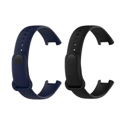 Valente Soft Silicon Band Strap Compatible for Redmi Band Pro (Pack of 2)-NavyBlue & Black