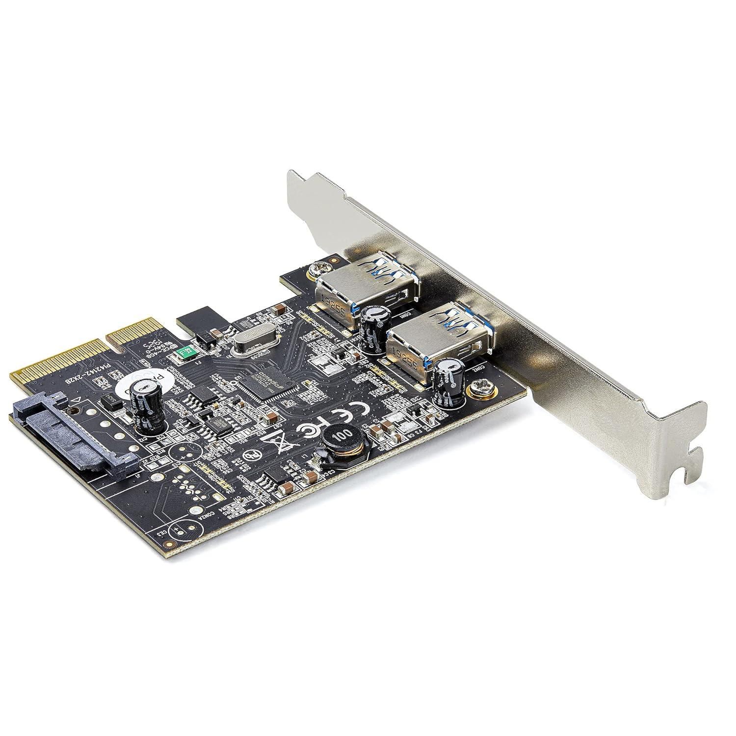 PCI Express Card with 2 USB 3.0 Ports Up to 5 Gbps Speed, PCI-E Network Interface Card (Black)