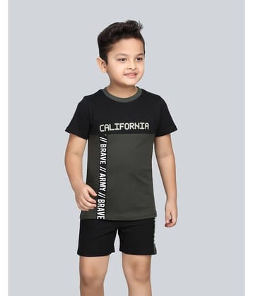 3PIN Pack of 1 Boys Cotton T-Shirt & Shorts Set ( Black )