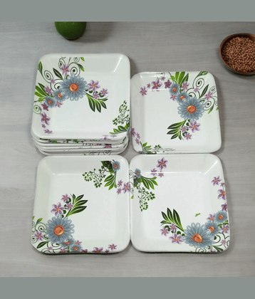 kitchrox 12 Pcs Melamine Multi Color Quarter Plate