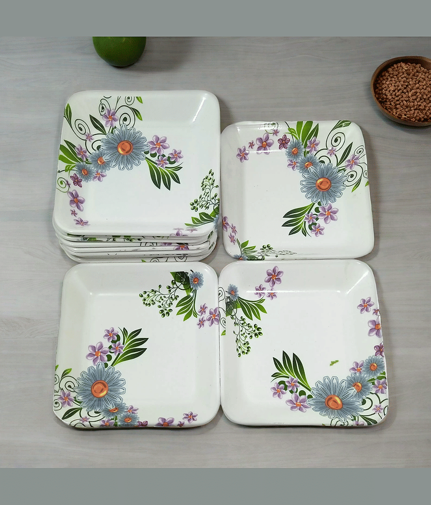 kitchrox 12 Pcs Melamine Multi Color Quarter Plate