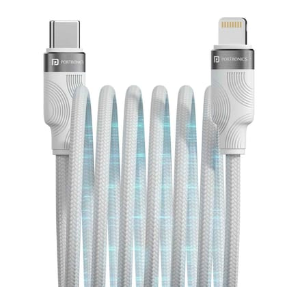 Portronics Snaplink CL 27W Type C to 8 Pin Magnetic Coiled Cable