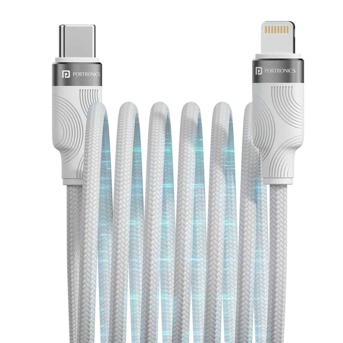 Portronics Snaplink CL 27W Type C to 8 Pin Magnetic Coiled Cable