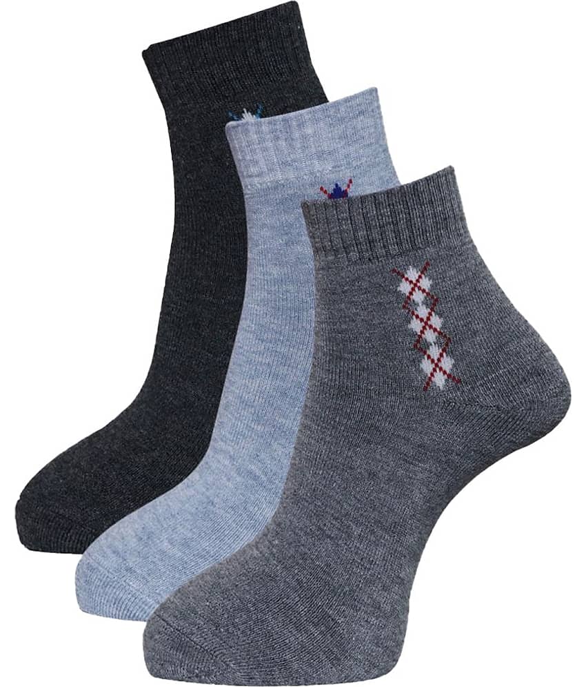 Dollar - Woollen Men's Self Design Multicolor Ankle Length Socks ( Pack of 3 )