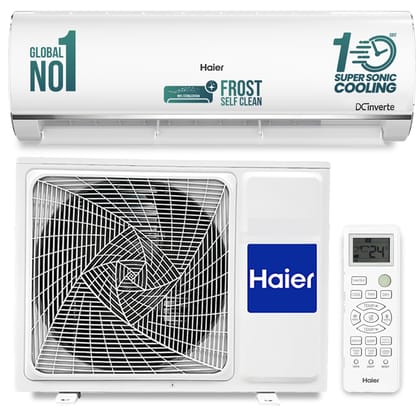 Haier 1.5 Ton 5 Star Triple Inverter Split AC (4850 W, Copper, 7 in 1 Convertible, 4-Way Swing, Frost Self Clean, HD Filter, Cools at 60C, 20 Mtr. Air Throw - HSU18K-PYSS5BN-INV, White)