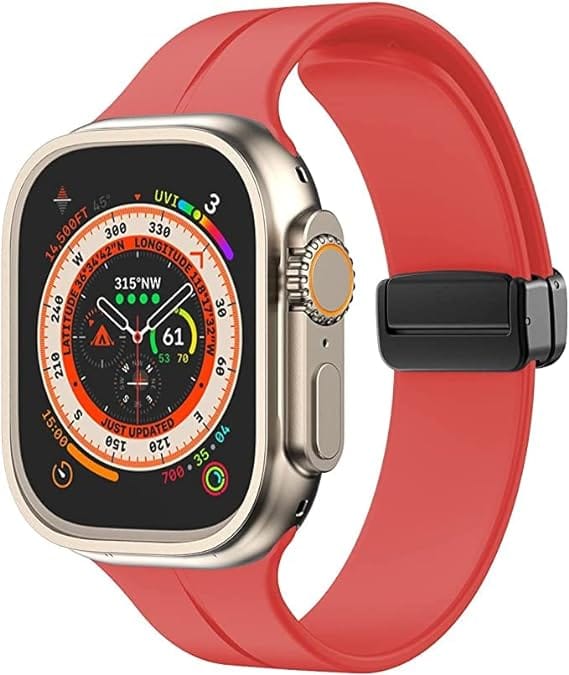 Red Magnetic Clasp Adjustable Strap For Apple Watch Series Ultra 2 (42mm/44mm/45mm/46mm/49mm)