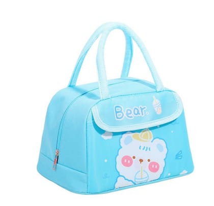 Cute Design Lunch Bag with Front Pocket for Kids (Bear Blue)
