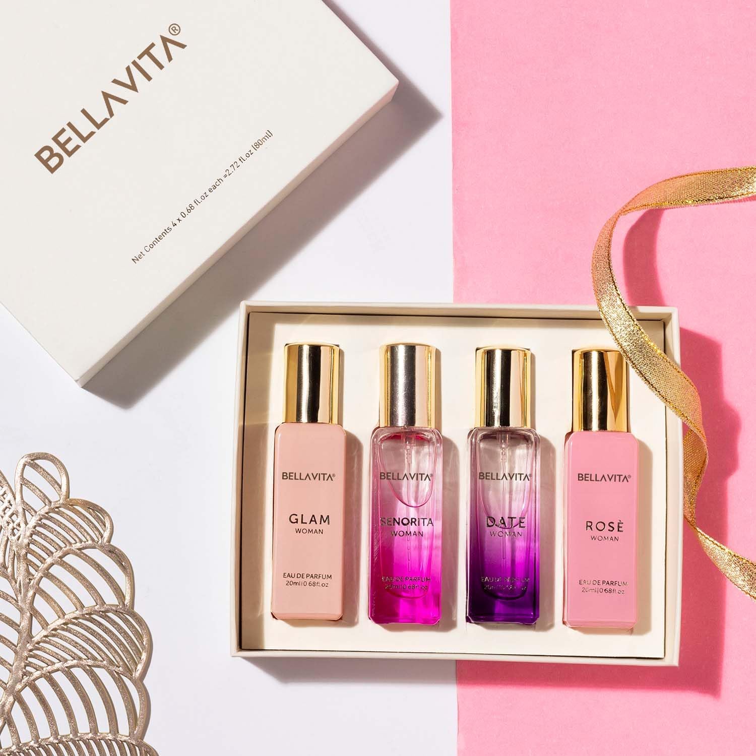 BELLAVITA Luxury Perfume Gift Set for Women - Rose, Glam, Date, Senorita (4x20ml)