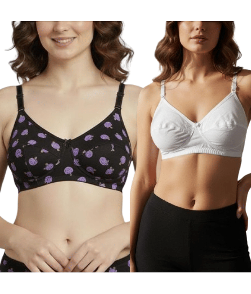 love girl Pack of 2 Cotton Blend Non Padded Everyday Bra For Women ( Multicolor )