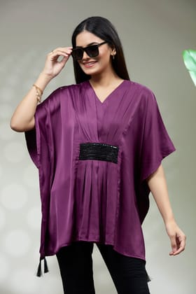 KAFTAN BLACK embriodery brooch-PURPLE / S