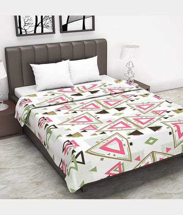 DIVINE CASA Double Cotton Pink Geometrical Dohar