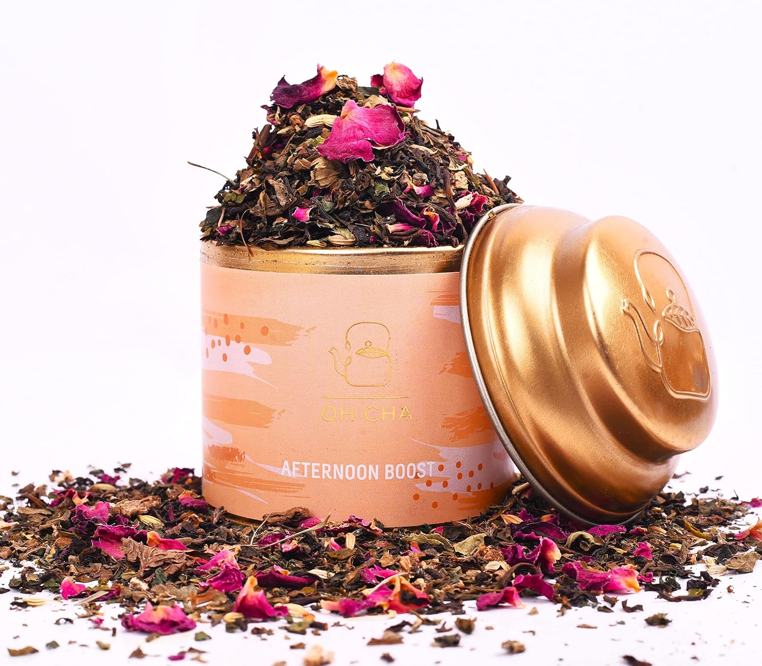 Oh Cha Green Tea, Afternoon Boost | With Dandellion, Fennel, Peppermint, Nettle Leaf and Rose Petals | Post Meal Digestive Tea | Beat The Afternoon Slump, Green Tea for Weight Loss, 35 gm