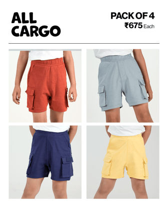 4-Pack All Day Cargo Shorts-4-5 Y