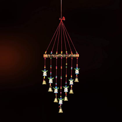 DreamKraft Kalash Design Hanging Wood Wind Chime (77 cm, White)