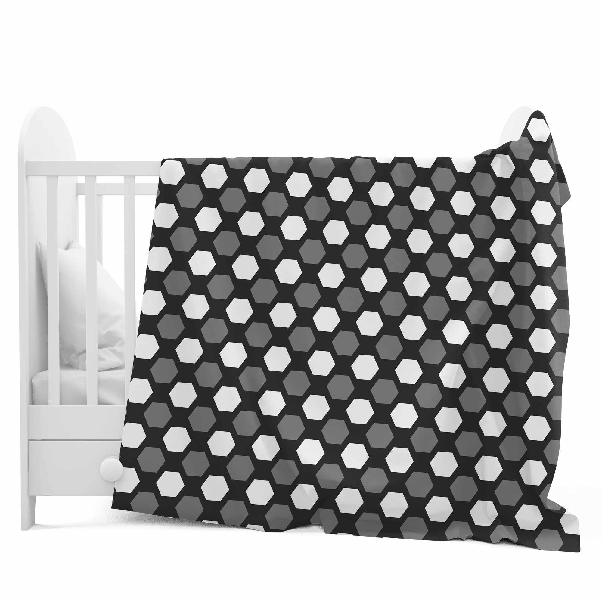 Black Geometric Soft Silk Touch for 0-3 Years Baby Single Bed AC Blanket for Kids-Kids / Black and White / GI1188
