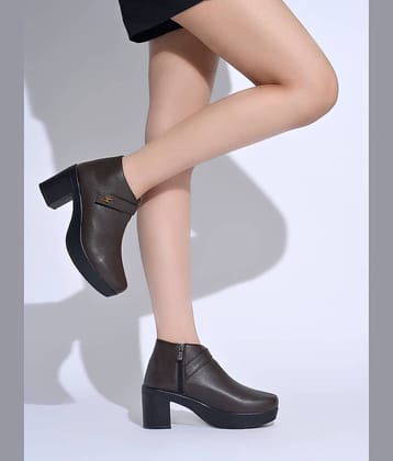 Shoetopia Brown Women's Ankle Length Boots