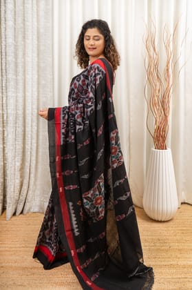 Odisha Ikkat Khandua Cotton Saree- Grey