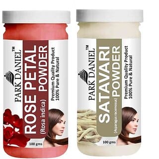 PARK DANIEL Pure & Natural Rose Petal Powder & Satavari Powder Combo Pack of 2 Bottles of 100 gm (200 gm ) (200 ml)