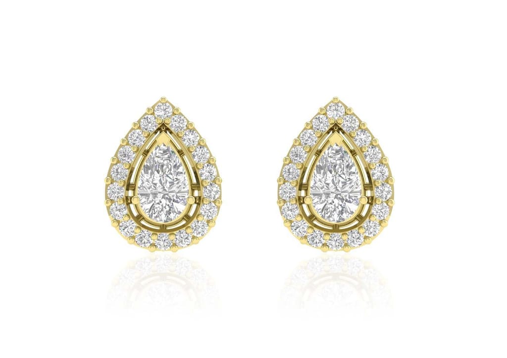 Teardrop Halo Solitaire Studs