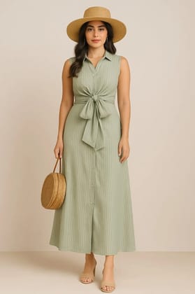 Pure Linen Stripe Dress
