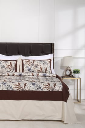 Italia 9 Brown Cotton Embroidered Bedcover-Double: 90 x 108 in / Brown / Brown