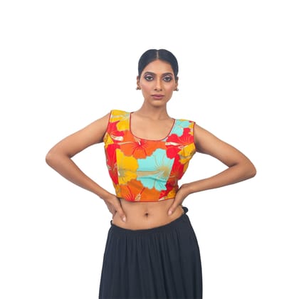 TheHangr Multicolour Silk Designer Blouse -  34
