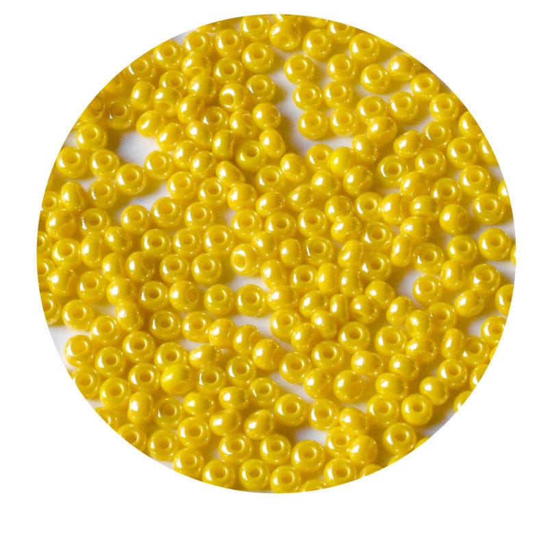 Yellow Roundel Glass Seed Beads for Jewelry Making. (CRSB-035)-Per Packet of 50 Gram / 8/0 (3 MM) / Yellow