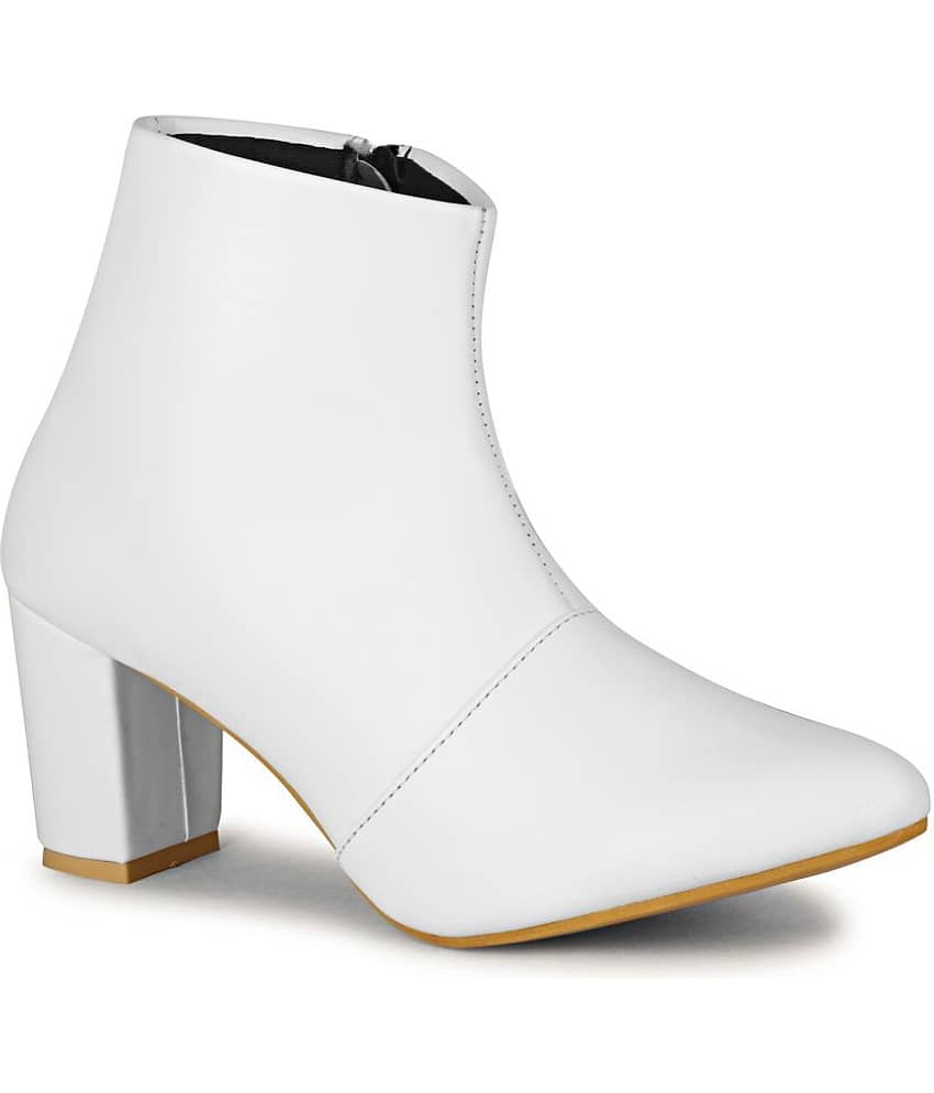 Saheb White Women's Ankle Length Boots